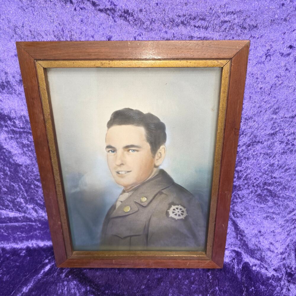 Vintage Hand Colored WWII Era U.S. Army Portrait Tennessee Portrait Co Framed